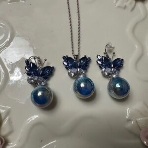 Elegant Blue Butterfly Jewelry Set